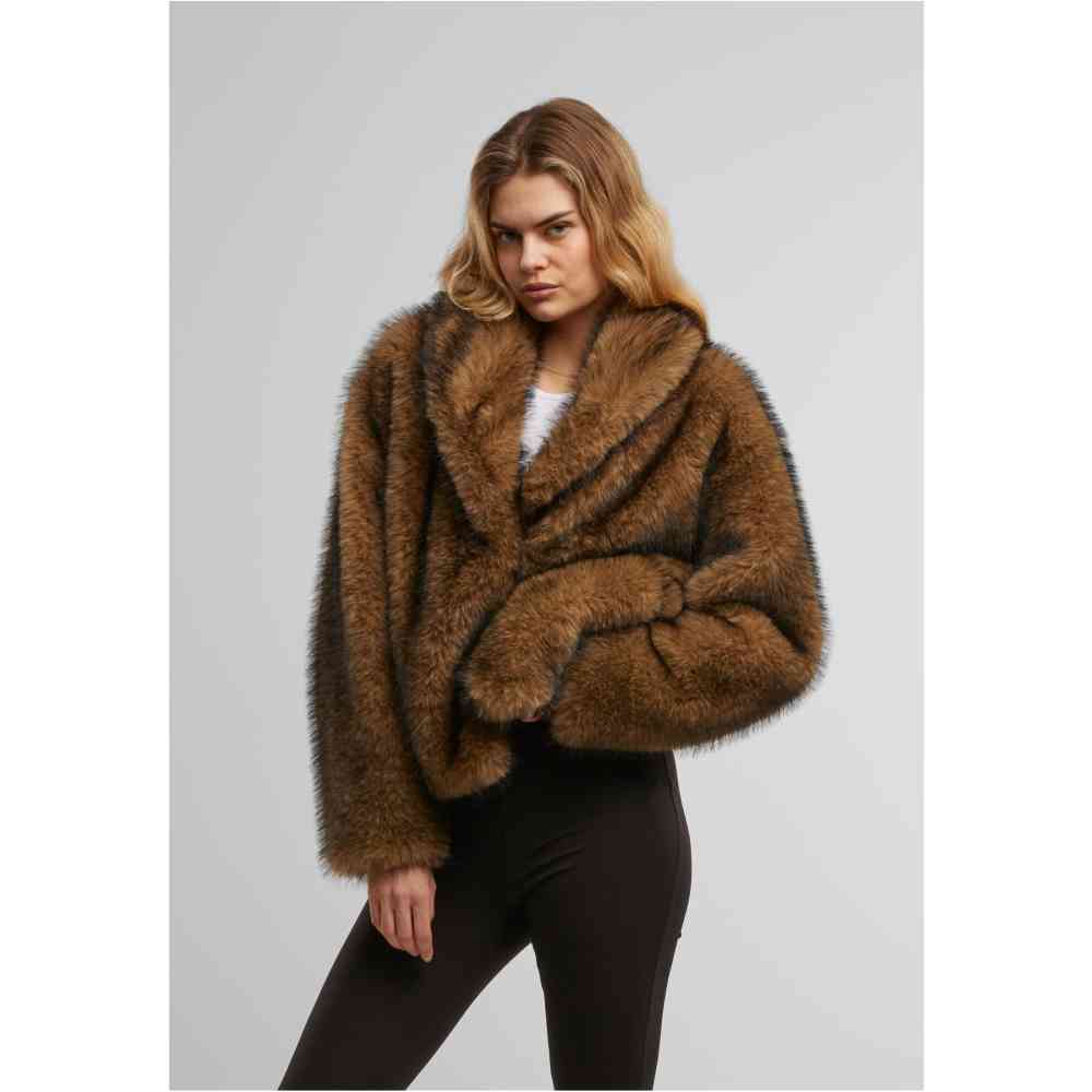 Urban Classics - Short Faux Fur Veste - Marron/Noir